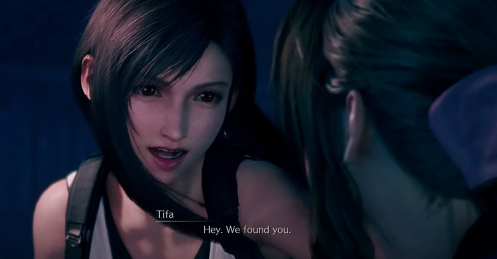 Tifa finds Aerith in the Ghost Train scene